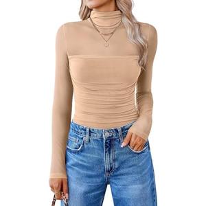 Avidlove Women Long Sleeve Bodysuit Turtle Neck Shapewear Body Suits Mesh One Piece Leotard Shirt Going Out Tops Fall Outfits, Medium