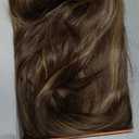 Haloo Brown Wigs with Bangs - 19 Inch Natural Wavy Synthetic Heat Resistant Medium Length Hair Wigs for Women Daily Party, Blonde Mixed Brown