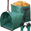 53 Gallon Garden Bags for Debris,2-Pack Yard Waste Bags,Large Dustpan-Type Lawn bags with Gardening Gloves,Leaf Bags for Yard Debris,Grass Clippings,Collapsible Trash Can for Parties,Laundry,Camping