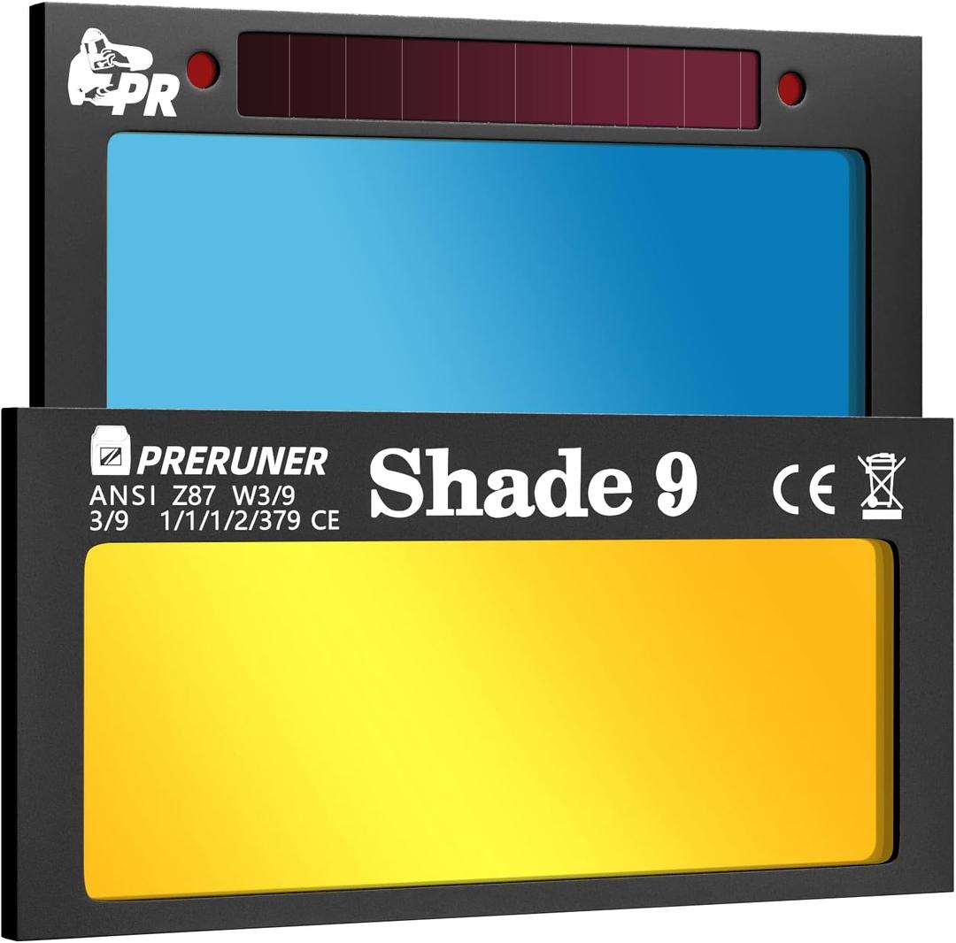 Core Series Shade 9 Gold Auto Darkening Welding Lens, Gold Coating Cool Blue Puddle View, 2" x 4 1/4" x 0.2", Fits Sugar Scoop & Pancake Welding Hoods