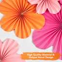 SUNBEAUTY 9 Pcs Hot Pink and Orange Paper Flowers Decorations for Wall, Spring Summer Vibrant Decorations for Wall Rock Party Girl Groovy Birthday Baby Shower Wedding Bachelorette Room Hanging Decor