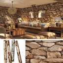 Rock Stone Wallpaper 374" X 20.8" Rustic Brick Retro Contact Paper 57 Sqft Decorative Wallpaper Wall Decoration for Bathroom Bedroom Kitchen Coffee Shops,Brown