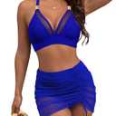 Blooming Jelly Womens High Waisted Bikini Sets 1 Piece Tummy Control Swimsuits 2026 Mesh Swim Skirt Bathing Suit
