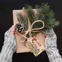 2 x 60PCS Christmas Gift Tags Pink- Hanging Tags Labels with String for Xmas Winter DIY Christmas Holiday Party Gift 6 Designs