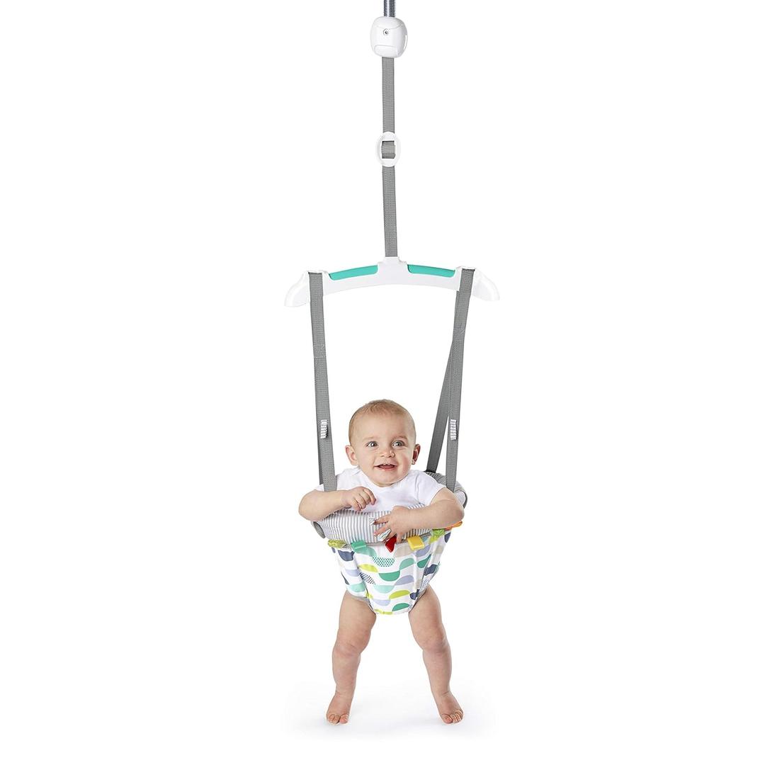 Bright Starts Playful Parade Door Jumper for Baby with Adjustable Strap, 6 Months and Up, Max Weight 26 lbs (Playful Parade)