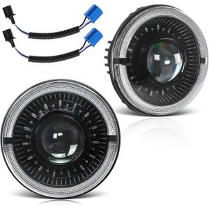 DWVO 2pcs Projector 7 Inch LED Headlights Compatible with 2007-2018 Wrangler JK JKU,1997-2006 Wrangler TJ, 2004-2006 Wrangler LJ Unlimited, Headlamp with DRL Turn Signal Black Housing