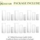 Glasseam Glass Cylinder Candle Holder, Clear Ribbed Vase Set of 18, Hurricane Pillar Candle Holder, Floating Candle Holders for Table Centerpiece, Flute Flower Vases for Centerpieces Dining Table
