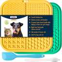 LUKITO Premium Silicone Licking Mat for Dogs & Cats, 77 Suction Cups, Slow Feeder, Boredom Reducer, Anxiety Relief, Dishwasher Safe, Food Grade (Large-Yellow&Green)
