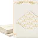 90 Pieces Stationery Set with Envelopes (60 Vintage-Style Paper Sheets + 30 Envelopes), Gold Border Letter Writing Paper and Envelopes for Love Letter, Party Invitations