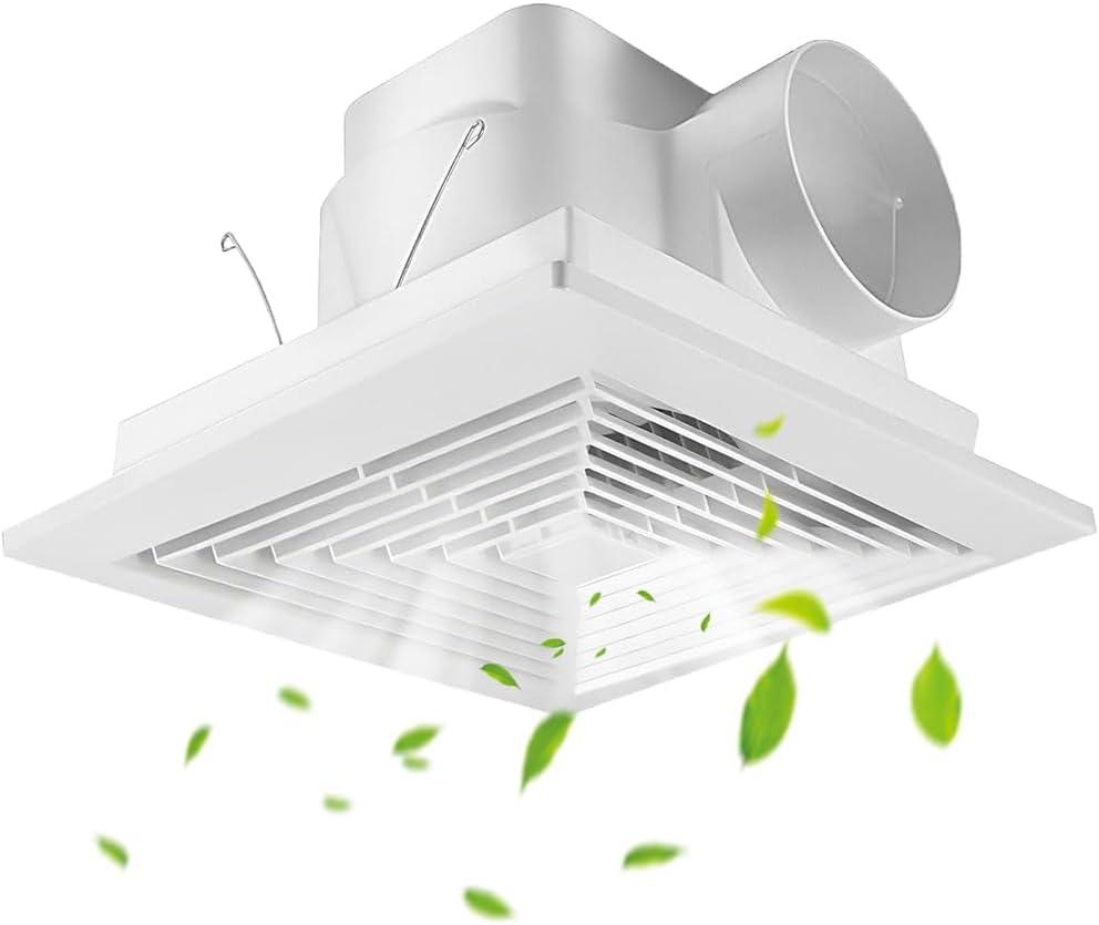 Bathroom Exhaust Fan 110 CFM 1.0 Sones Quiet Operation, Ceiling Mount Ventilation Fan Large Air-flow Capacity, Energy-Saving Ceiling Exhaust Fan, 4" Duct for Shower Bathroom Office Home (110CFM)
