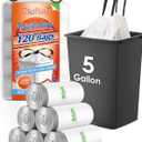 5 Gallon 120 Counts Strong Drawstring Trash Bags Garbage Bags by RayPard, Small Plastic Trash Bags fit 18-20L Trash Can for Home Office Kitchen Bathroom Bedroom, White Waste Basket Liners