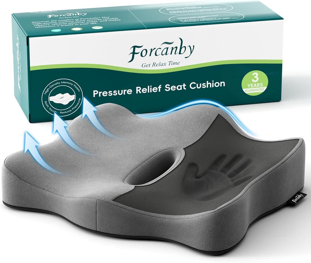 Seat Cushions for Office Chairs - Pressure Relief Seat Cushion - Car Seat Cushions for Pressure Relief, Tailbone Pain, Sciatica & Back Pain Relief for Office Chairs (Grey)