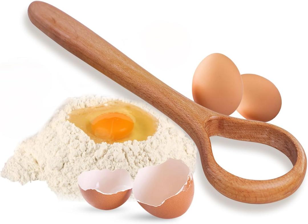 13-Inch Danish Dough Whisk - Wooden for Sourdough Bread Baking Supplies - Traditional Dutch Whisk for Pizza, Pastry, Cake Batter