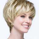 SEVENCOLORS Short Blonde Wigs for White Women Layered Mixed Blond Pixie Cut Wigs with Bangs Synthetic Short Hair Replacement Wigs