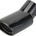 1 Pc Curved Slant Cut Exhaust Tip 2.9" Inlet 4.0" Outlet 6.9" Length Tailpipe Universal Car Bolt on Stainless Steel Black Rear