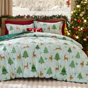 Bedsure Christmas Comforter Set Queen - Christmas Bed Set with Festival Reindeer Pattern, Soft Bedding for Holiday, 3 Pieces, 1 Reversible Reindeer Pattern Printed Comforter and 2 Pillow Shams