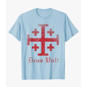 Knight Templar Cross Crusader Deus Vult Jerusalem Cross T-Shirt XXL