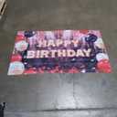 Happy Birthday Backdrop Banner Black and Red Theme Background with Neon Shiny Fashion Birthday Party Photo Photography Prop Booth Background for Boys Girls Celebration