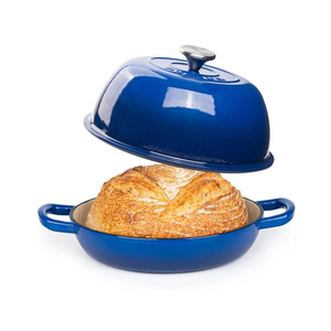 Enamelled Cast Iron Dutch Oven Pot – Dutch Oven For Sourdough Bread Baking – Cast Iron Bread Pot – Dark Blue, 6 Quarts, 22cm – by Nuovva