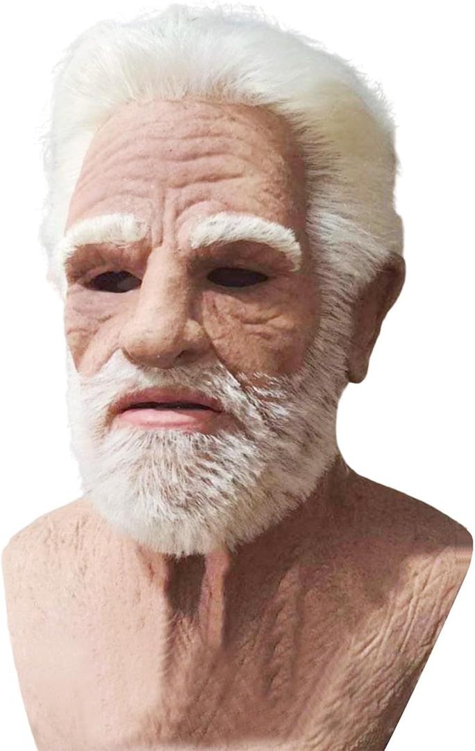 Realistic Old Man Mask Halloween Mask Scary Latex Old Man Grandpa Mask Halloween Wrinkle Face Mask