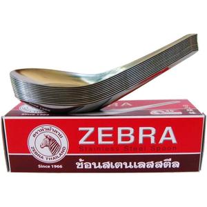 Zebra Spoon Pack of 24 Zebra Thai Chinese Asian Stainless Steel Rice Soup Spoons (2, A)