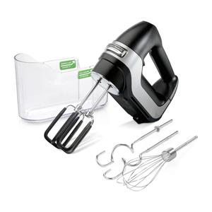 Hamilton Beach Professional 7-Speed Digital Electric Hand Mixer with High-Performance DC Motor, Slow Start, Snap-On Storage Case, SoftScrape Beaters, Whisk, Dough Hooks, Matte Black (62655)