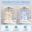 Low Profile Bladeless Ceiling Fan with Lights & Remote - 19.7" Flush Mount Fandelier Light Fan for Bedroom/Kitchen, 3000-6000K Dimmable LED, 6-Speed Modern Fan with Lights for Home/Office