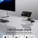 3 in 1 Magnetic Wireless Charging Station for Apple Devices,Foldable Wireless Charger Stand for Magsafe iPhone 17 Air 16/15/14/13/12,Apple Watch,AirPod,Wireless Charger Dock with Night Light