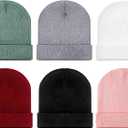 6 Pieces Multi-Color Unisex Beanies Cap Cuffed Beanie Cap Comfortable Warm Cold-Proof Knitted Hat