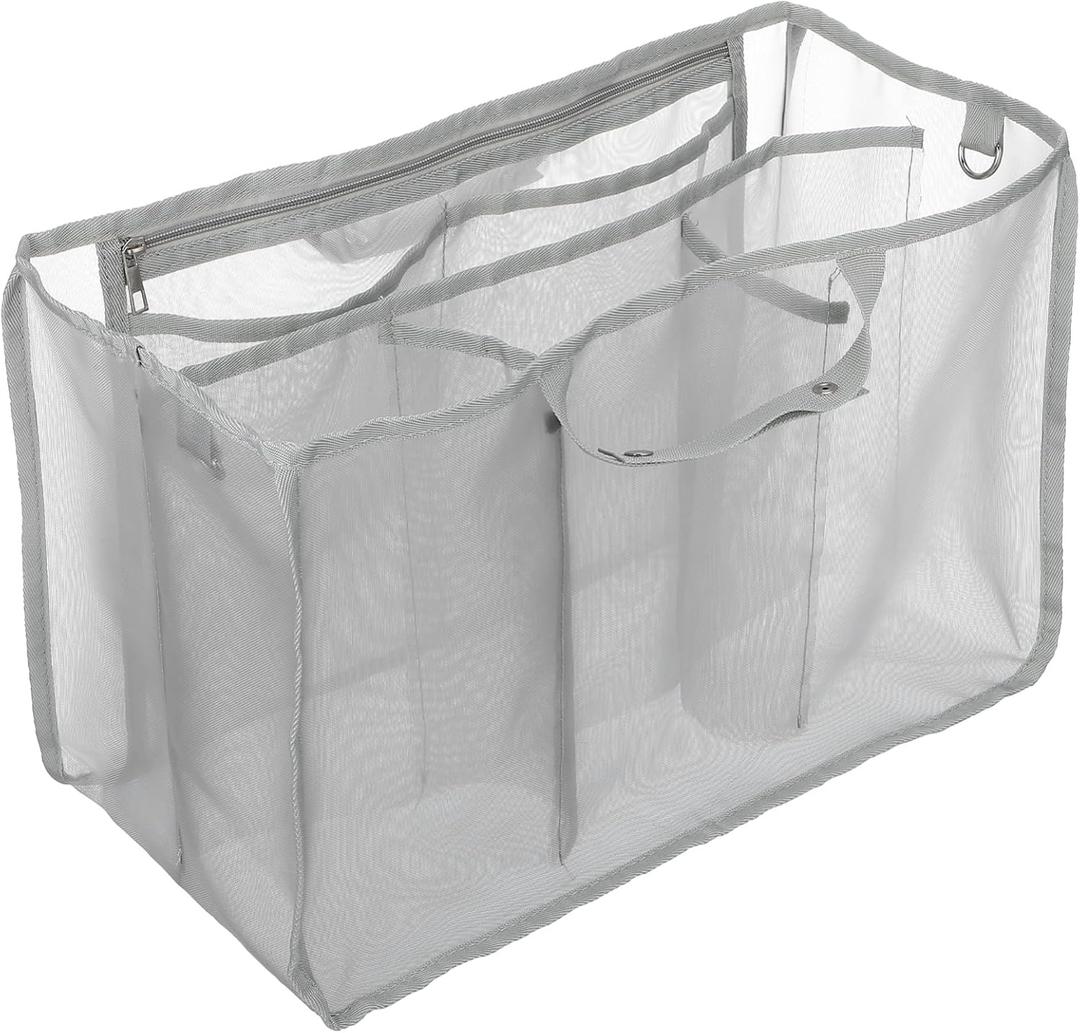 Cabilock 1pcs Beach Bag Organizer, Large Mesh Beach Bag Insert Divider Pouch for Family Travel, Hollow Tote Pouch for Swimming Gear Storage and Organization (46.5X29X23CM)