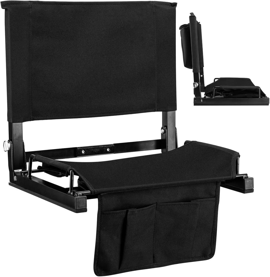 Stadium Seats with Back Support and Cushion,Oxford Fabric Stadium Chairs with Ice Bag and Shoulder Strap, Multifunctional Portable Folding Chair for Bleachers and Benches Suit for Sports Game