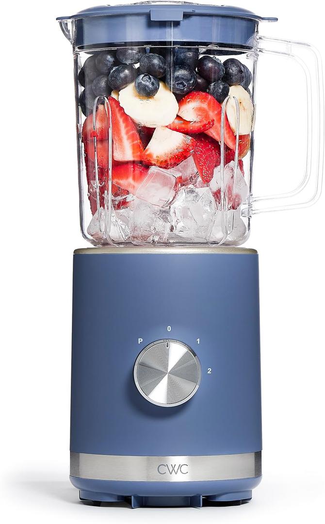COOK WITH COLOR 300 Watt Blender: Powerful 2-Speed Control with Pulse, 4-Tip Stainless Steel Blades, 25oz (750ml) Jar, and Skid-Resistant Feet, Navy