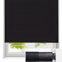 Tonature No Drill Cellular Shades for Indoor Windows, Thermal Insulating & Noise Reducing Honeycomb Shades, Free Stop Cordless Blackout Shades, White, Custom Size Black