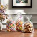 2 x joybest 500 Pcs Cellophane Gift Bags, 9x12 inches Clear Plastic Treat Goodie Bags with Twist Ties for Mugs, Gift Wrapping, Party Favors