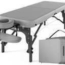 CLORIS 84" Professional Massage Table Portable Reinforced Wooden Leg 2 Folding Lightweight Spa Salon Tattoo Massage Bed Height Adjustable Hold Up to 1100LBS with Carrying Bag Grey