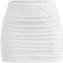 WDIRARA Girl's Ruched Mesh Skirt Bodycon Mini Skirt Stretch Short Skirts
