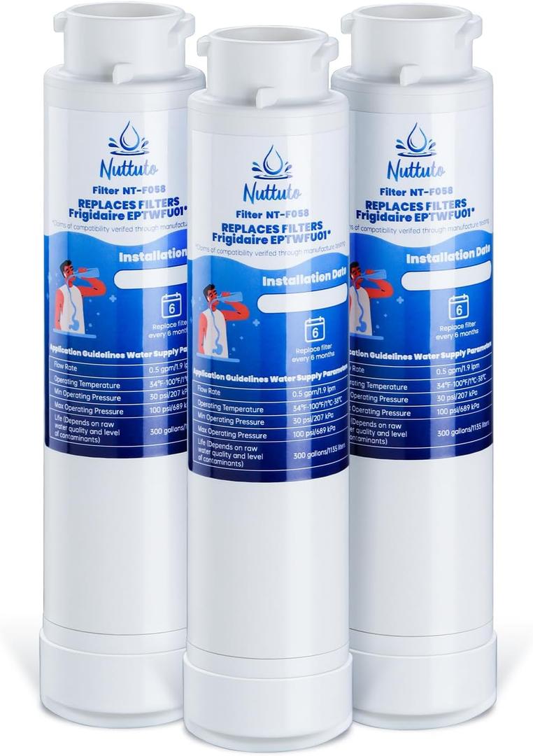 Water Filter Replacement Compatible with Frigidaire EPTWFU01, EWF02, Pure Source Ultra II, 012505454226, 4562222, 3 Pack, by NUTTUTO