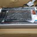 Bestier Gaming Desk with LED Lights, 51.3 Inch Computer Desk with 4 Tiers Reversible Shelves, Home Office Writing Desk with Side Storage Bag, Hooks and Height Adjustable Shelf (Black Grained)