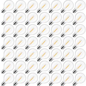 50Pack Plastic C7/G40 Replacement LED Light Bulbs - 0.6W Equivalent to 7W Incandescent Bulbs 2700K, E12 Screw Base Shatterproof & Waterproof LED Globe Light Bulbs for Outdoor String Lights