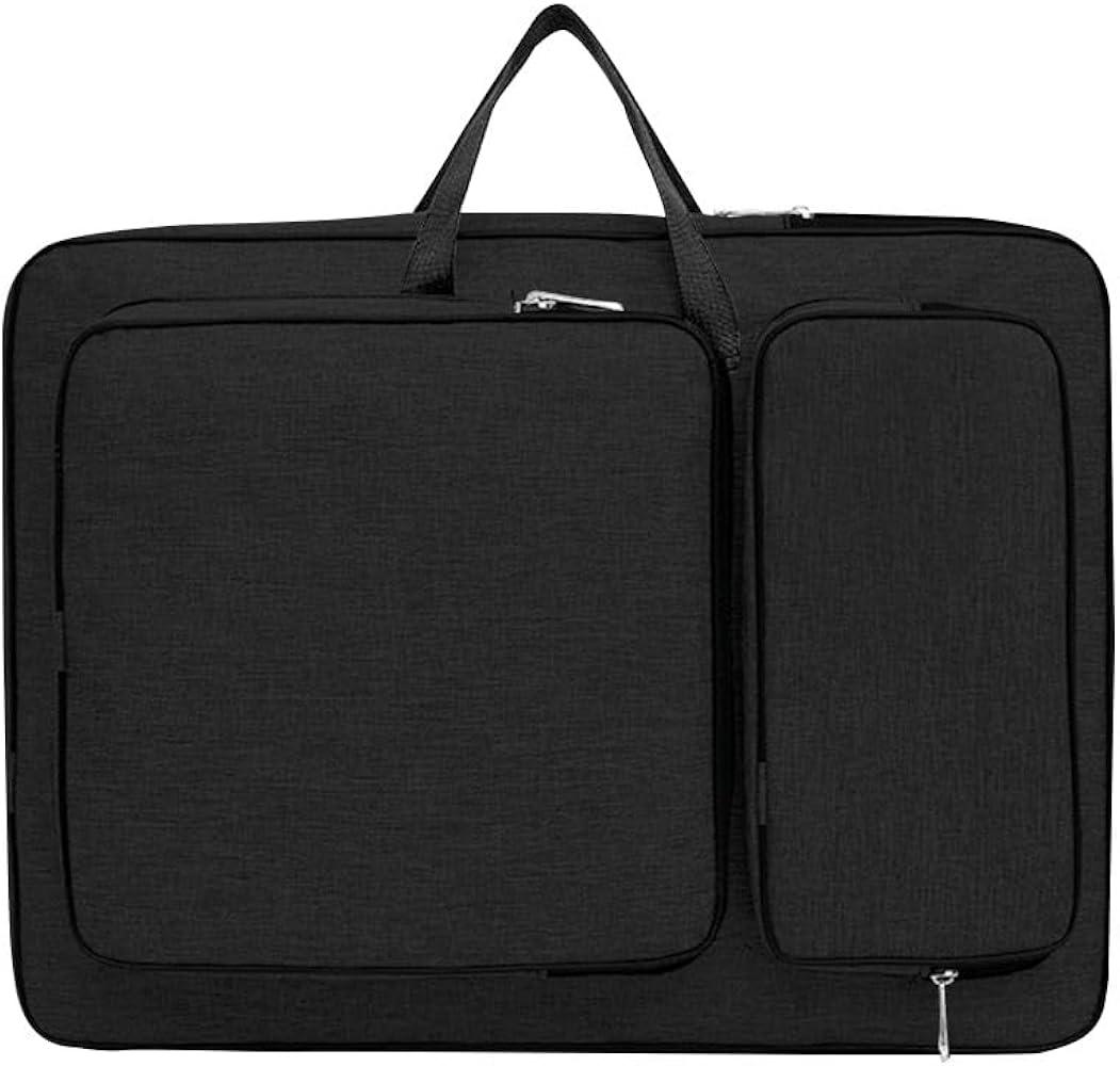 8K Artist Portfolio Carry Backpack Case Versatile Art Bags Waterproof Adjustable Drawing Board Backpack Art Storage Bags for Artworks Painting Drawing Sketching 19.7” x 14.6” x 2.4” (Dark black)