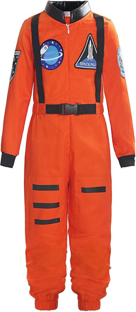 ReliBeauty Boys Girls Kids Children Astronaut Role Play Costume (9-10 YEARS/59.05 IN HEIGHT, Orange)