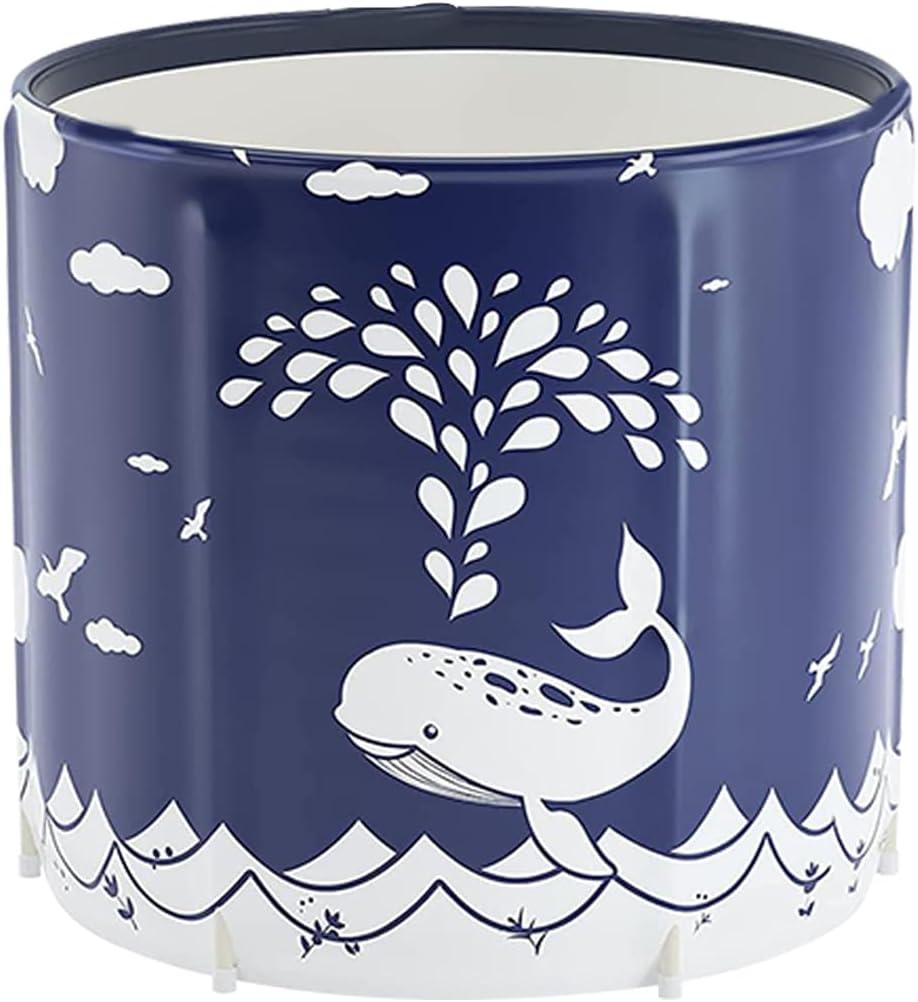 STARBRILLIANT Portable Foldable Bathtub, Collapsible Adult Travel Bath Tub for Camping, Home & Spa, Space-Saving Storage, Durable PVC Material (Whale, 27inch)