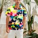 UNIQUEONE Men's Hawaiian Short Sleeve Button Down Tropical Floral Beach Vacation Shirt (XXL)