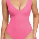 Popilush Body Suits for Women - Going Out Tank Tops - Plunge Deep V Neck Backless Sleeveless Tummy Control Shapewear Bodysuit, Size S