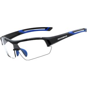 ROCKBROS Photochromic Sunglasses for Men Women Safety Cycling Glasses UV Protection Outdoor Sport Sunglasses (Black Blue)