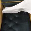 KEIKI 87" Chesterfield Velvet Button Tufted Sofa with High Density Foam Cushions, Modern 3-Seater Couch with Gold Strip Trim Decoration, Easy Assembly, for Apartment, Living Room, Office, Black (87"+Flared Arms)