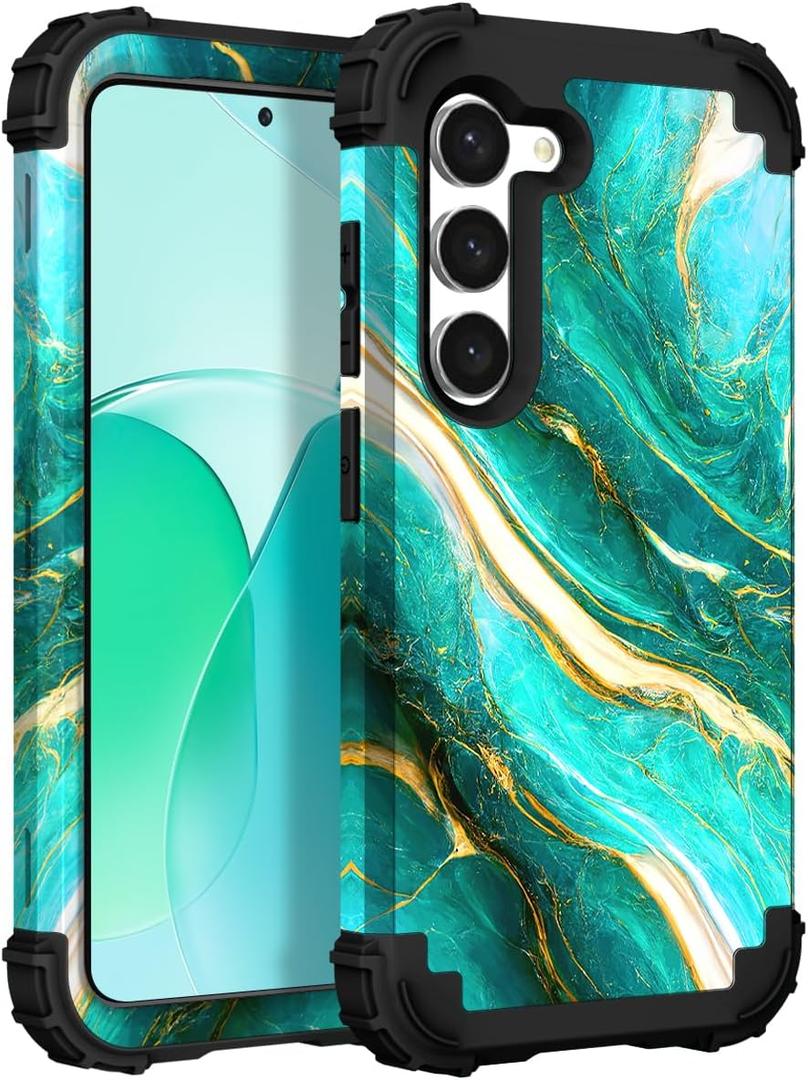 Hocase for Galaxy S24 Plus Case, Shockproof Heavy Duty Protection Soft Silicone Rubber Bumper+Hard Plastic Hybrid Protective Case for Samsung Galaxy S24 Plus (6.7") 2024 - Emerald Green