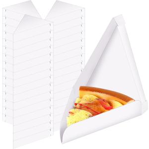 Tioncy 100 Pcs Pizza Slice Box 9.65 x 7.28 x 1.77 Inch Bulk Disposable Single Slice Wedge Tray Paperboard Triangle Pizza Container Boxes Holder Container for Birthday (White)