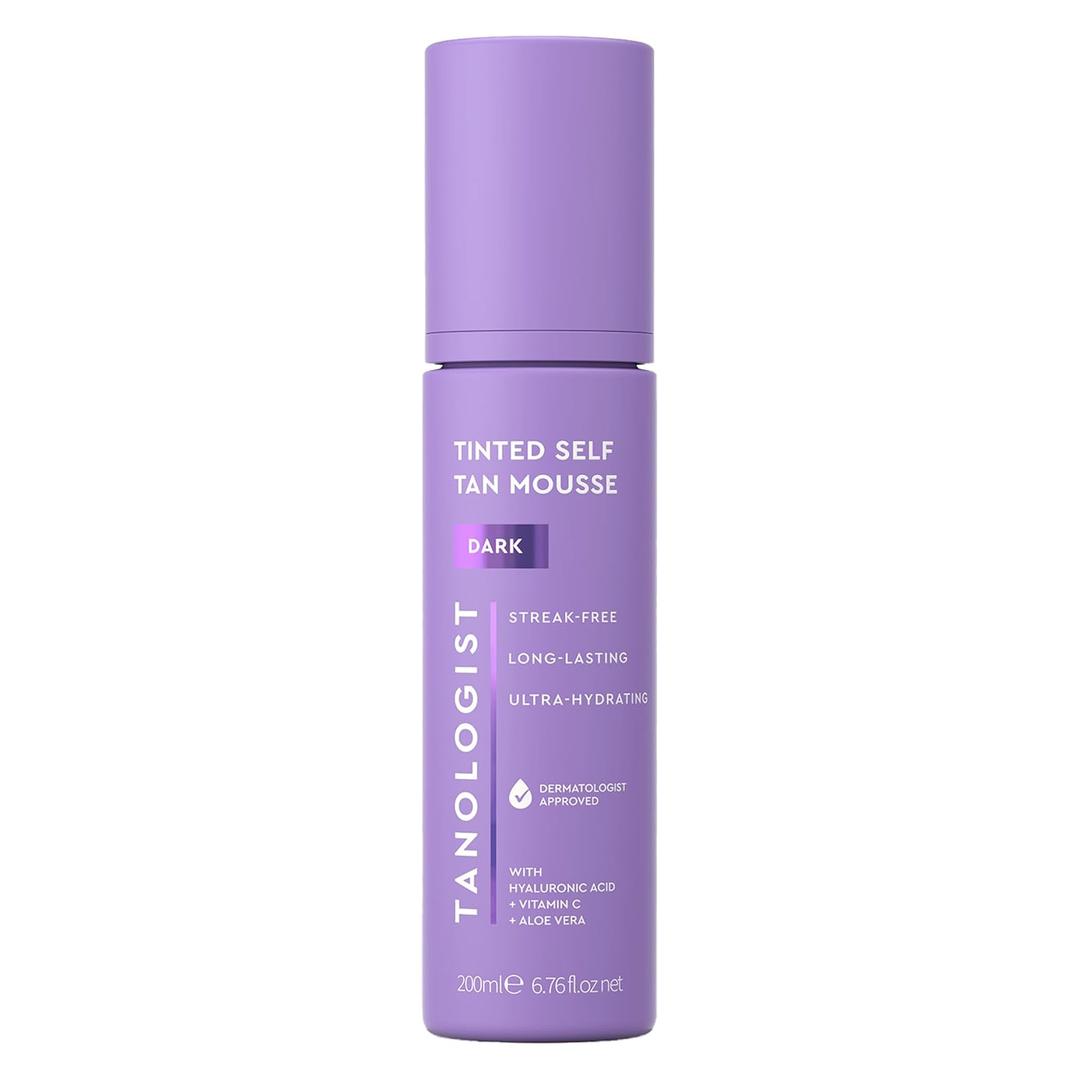 Tanologist Dark Self Tan Mousse, Tinted Self-Tanning Mousse, Streak-Free, Natural Glow, No Fake Tan Smell Or Orange Tone, Long Lasting, Clean Ingredients, Vegan, 6.76 fl. oz/200 ml Bottle
