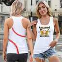 Women Baseball Tank Tops Game Day Sleeveless Tops Baseball Heart Graphic Tee Vest Casual Softball Mom Tee Tops